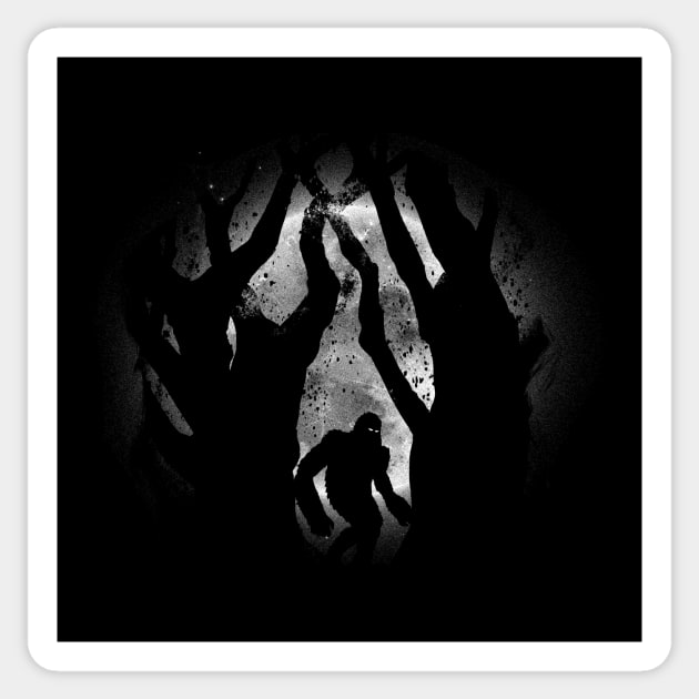 Bigfoot Full Moon Creepy Forest Design Sticker by UNDERGROUNDROOTS